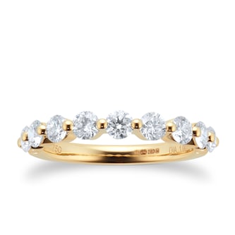 Goldsmiths 18ct Yellow Gold 1.00cttw Claw Stacker Ring Eternity Ring