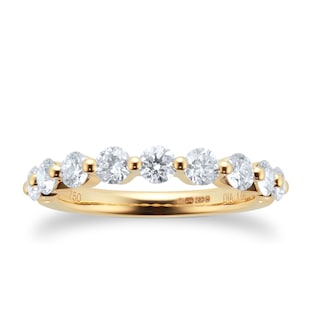 Goldsmiths 18ct Yellow Gold 1.00cttw Claw Stacker Ring Eternity Ring