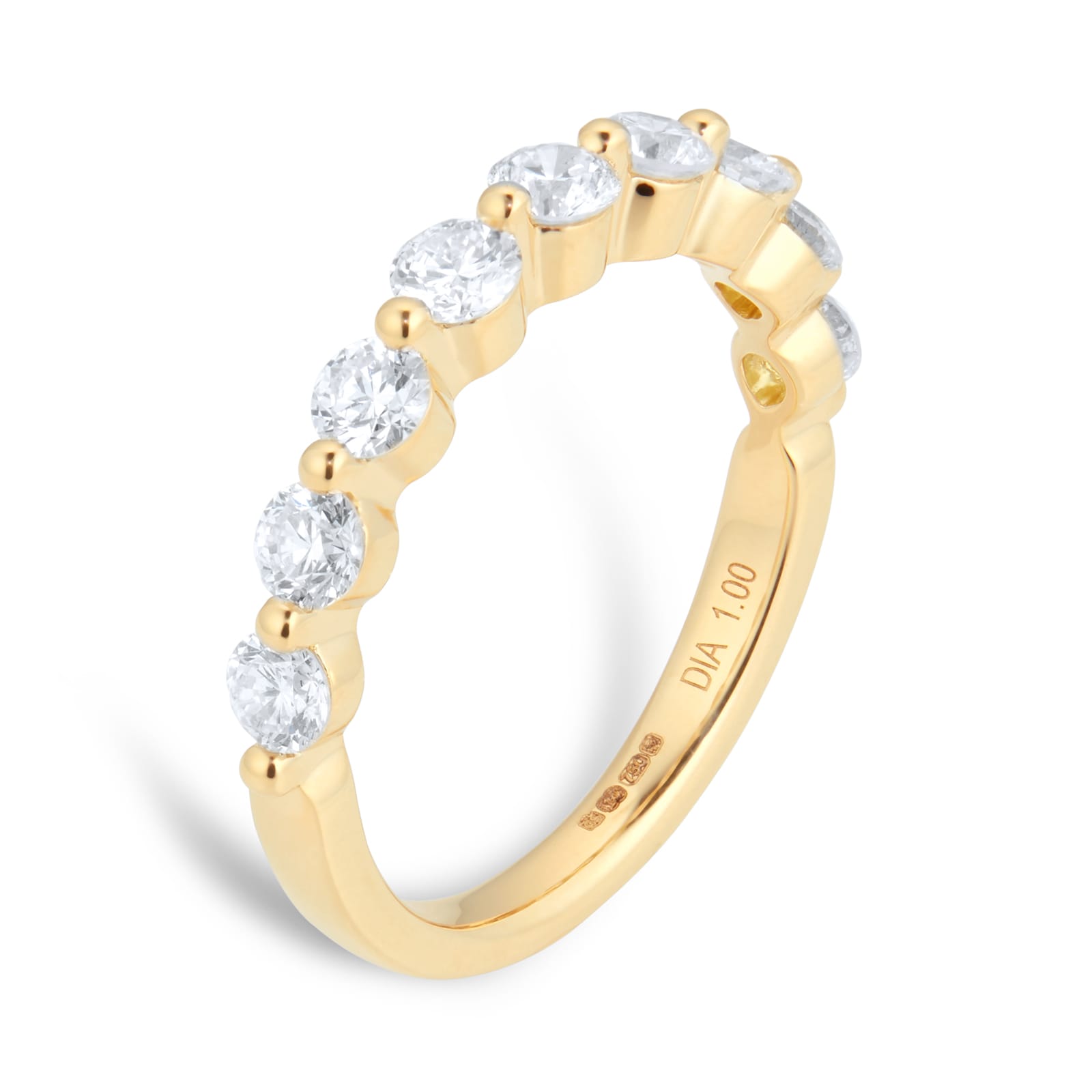 Goldsmiths 18ct Yellow Gold 1.00cttw Claw Stacker Ring Eternity Ring - Ring Size N Goldsmiths 18ct Yellow Gold 1.00cttw Claw Stacker Ring Eternity Ring - Ring Size N