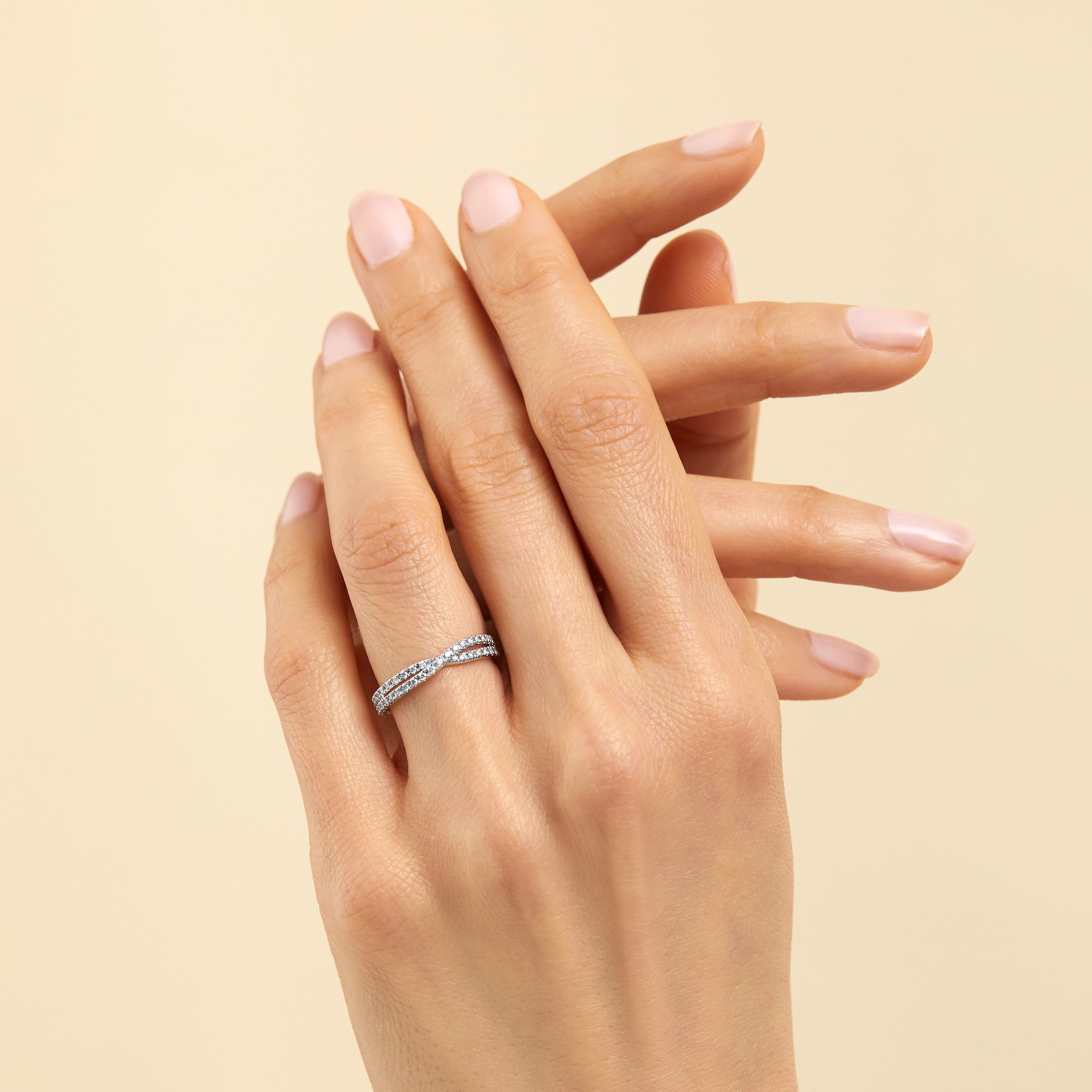 Goldsmiths Platinum 0.30cttw Twist Diamond Eternity Ring - Ring Size O Goldsmiths Platinum 0.30cttw Twist Diamond Eternity Ring - Ring Size O