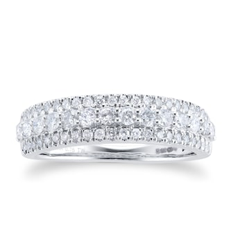 Goldsmiths 18ct White Gold 0.75cttw Diamond Three Row Ring Goldsmiths 18ct White Gold 0.75cttw Diamond Three Row Ring