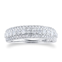 06506829 - 18ct White Gold 0.75cttw Diamond Three Row Ring