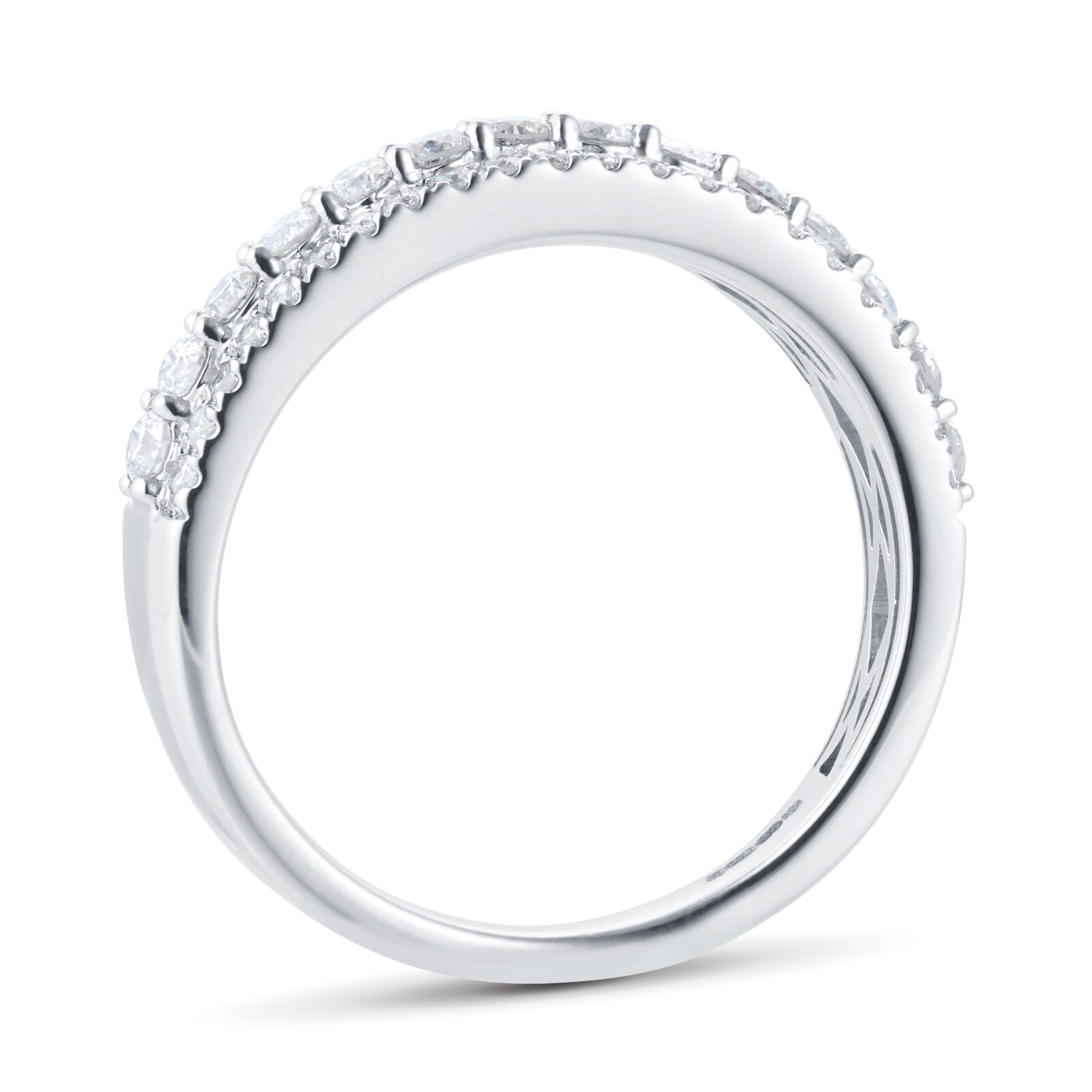 Goldsmiths 18ct White Gold 0.75cttw Diamond Three Row Ring - Ring Size L Goldsmiths 18ct White Gold 0.75cttw Diamond Three Row Ring - Ring Size L
