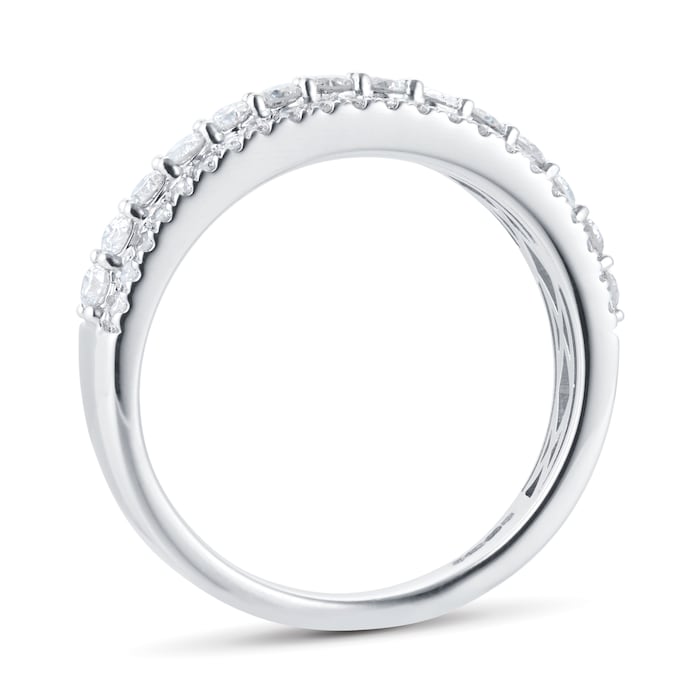 Goldsmiths 18ct White Gold 0.75cttw Diamond Three Row Ring