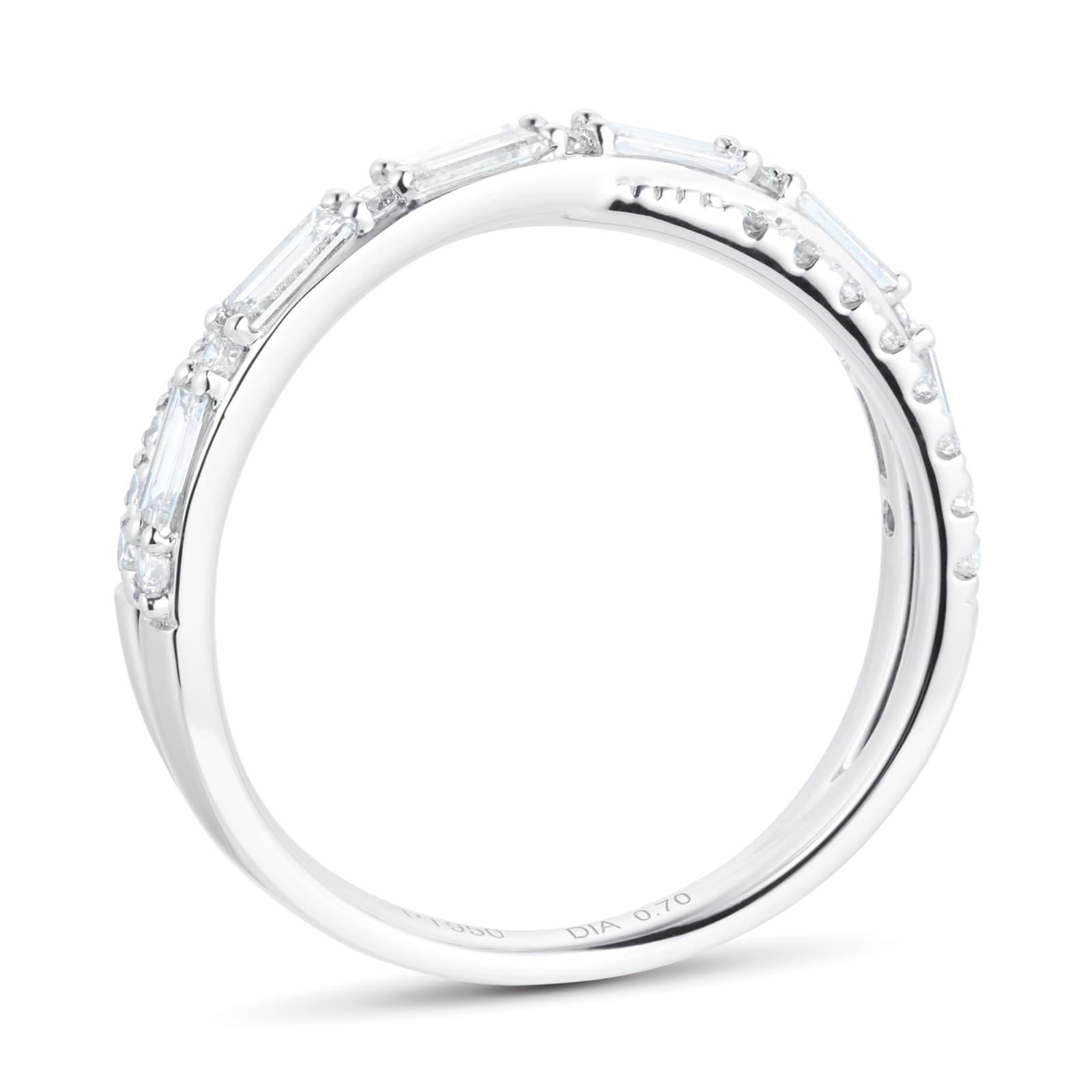 Mappin & Webb Platinum 0.70cttw Cross Over Baguette & Brilliant Cut Diamond Eternity Ring Mappin & Webb Platinum 0.70cttw Cross Over Baguette & Brilliant Cut Diamond Eternity Ring