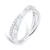 Mappin & Webb Platinum 0.70cttw Cross Over Baguette & Brilliant Cut Diamond Eternity Ring