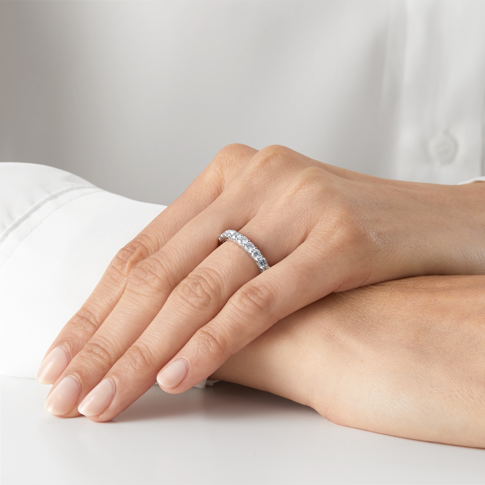 Goldsmiths Platinum 1.00cttw Claw Set Eternity Ring - Ring Size Q Goldsmiths Platinum 1.00cttw Claw Set Eternity Ring - Ring Size Q