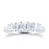 Goldsmiths Platinum 1.00cttw Diamond Emerald Cut Graduated Claw Eternity Ring