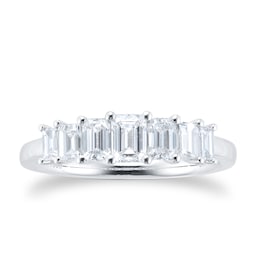 06506883 - Platinum 1.00cttw Diamond Emerald Cut Graduated Claw Eternity Ring