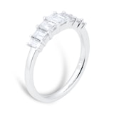 Goldsmiths Platinum 1.00cttw Diamond Emerald Cut Graduated Claw Eternity Ring