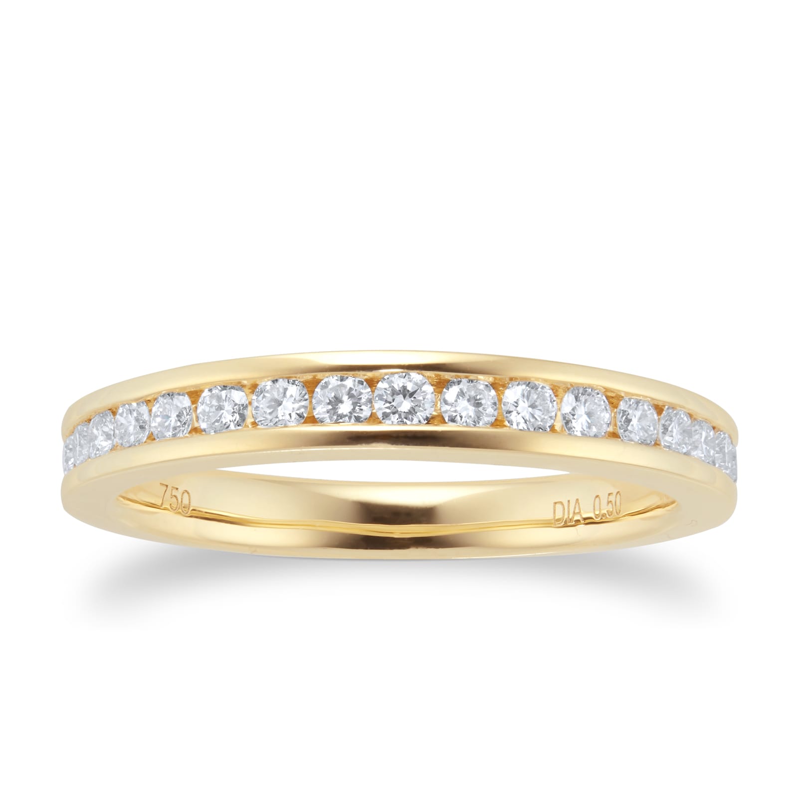 18ct Yellow Gold 0.50ct Diamond Channel Eternity Ring - Ring Size N