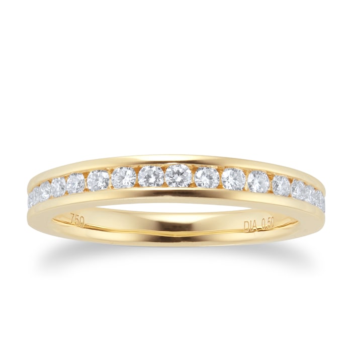 Goldsmiths 18ct Yellow Gold 0.50ct Diamond Channel Eternity Ring