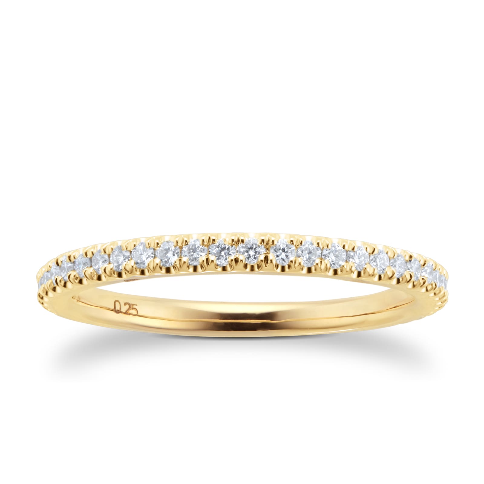 Goldsmiths 18ct Yellow Gold 0.25ct Diamond Claw Stacker Eternity Ring