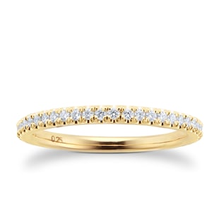 Goldsmiths 18ct Yellow Gold 0.25ct Diamond Claw Stacker Eternity Ring