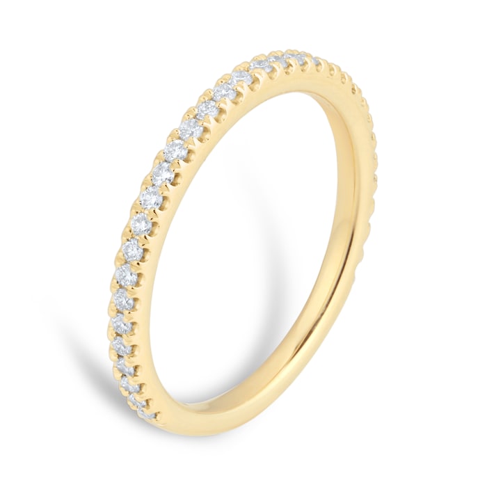 Goldsmiths 18ct Yellow Gold 0.25ct Diamond Claw Stacker Eternity Ring