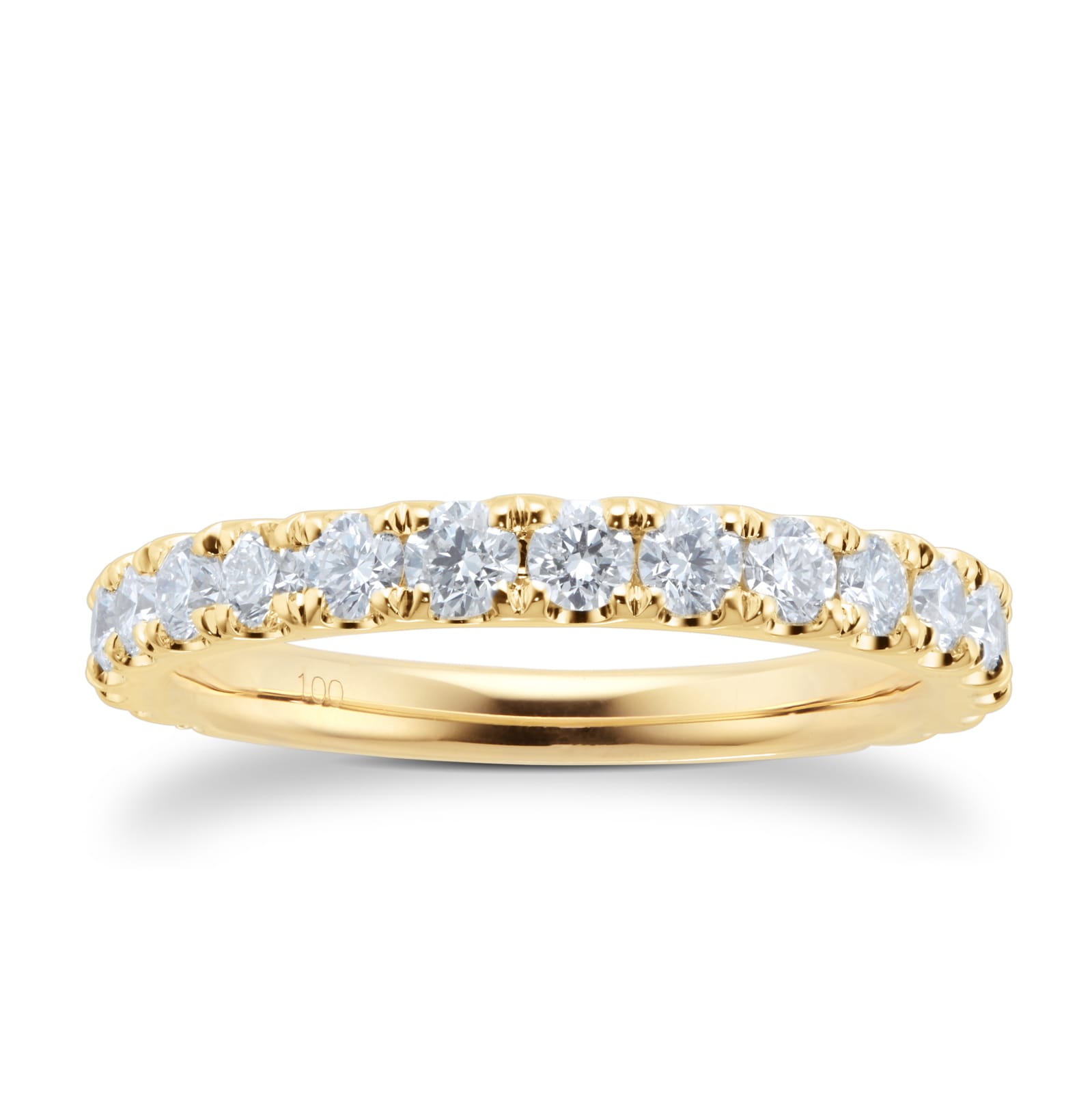 18ct Yellow Gold 1.00ct Diamond Claw Set Eternity Ring - Ring Size N