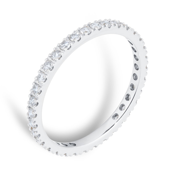 Goldsmiths Platinum 0.75ct Diamond Pave Eternity Ring