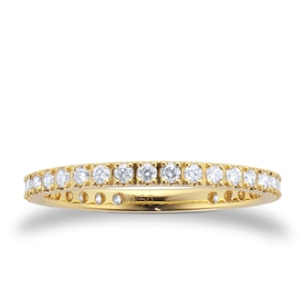 Goldsmiths 18ct Yellow Gold 0.50ct Diamond Pave Stack Eternity Ring