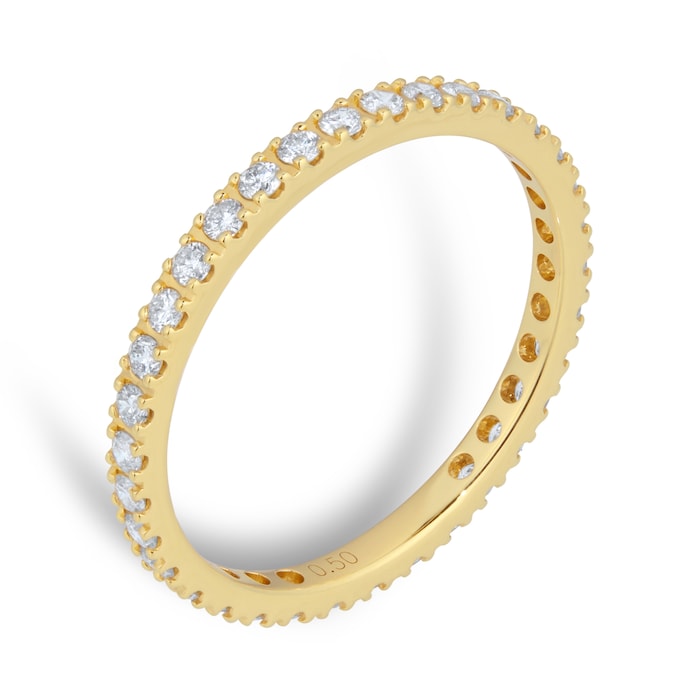 Goldsmiths 18ct Yellow Gold 0.50ct Diamond Pave Stack Eternity Ring