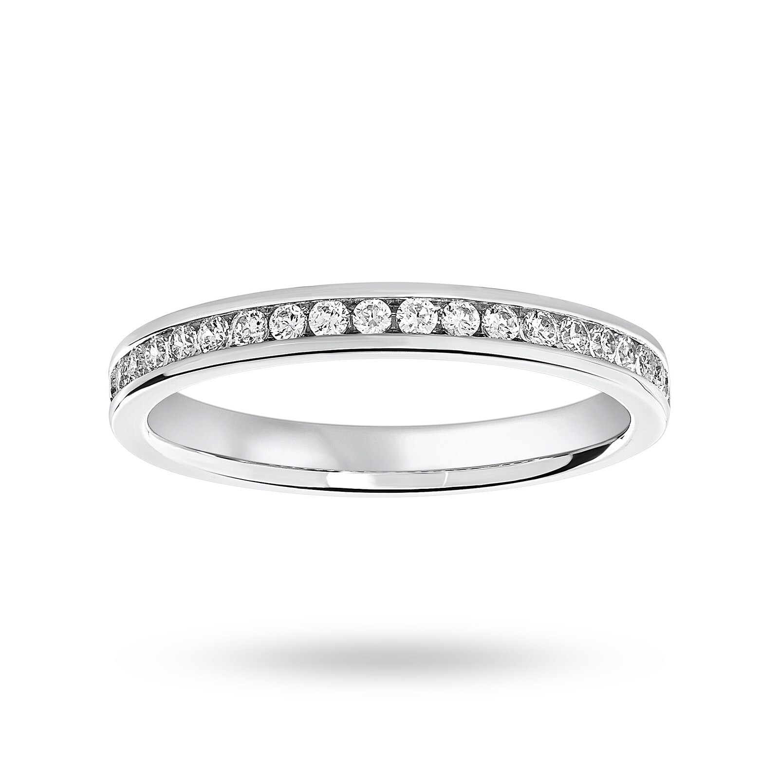 18ct White Gold 0.25cttw Round Brilliant Cut Diamond Channel Set Half Eternity Ring - Ring Size U