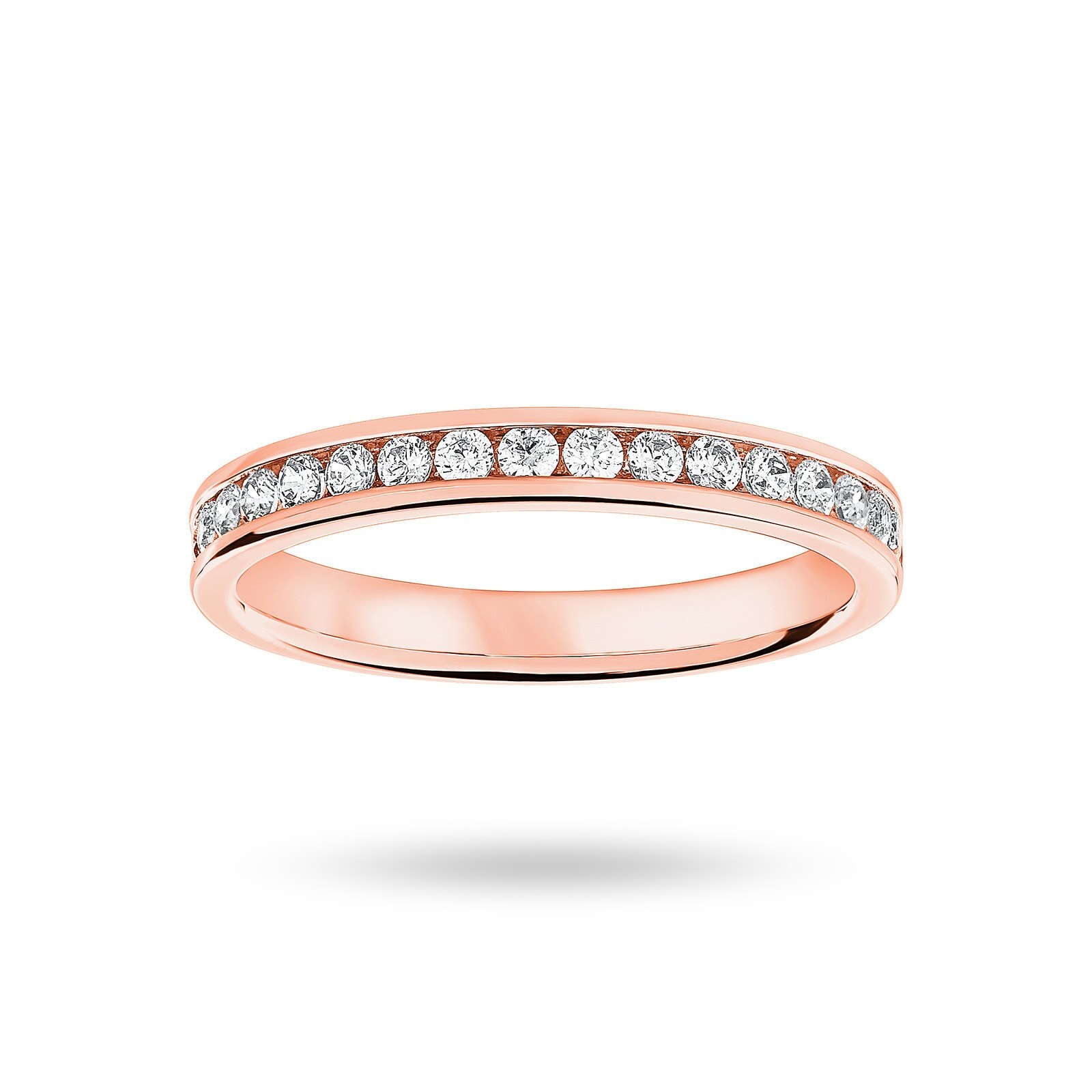 18ct Rose Gold 0.33cttw Round Brilliant Cut Diamond Channel Set Half Eternity Ring - Ring Size H