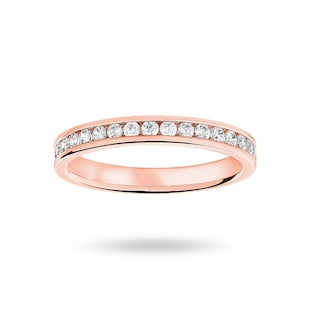 Mappin & Webb 18ct Rose Gold 0.33cttw Round Brilliant Cut Diamond Channel Set Half Eternity Ring