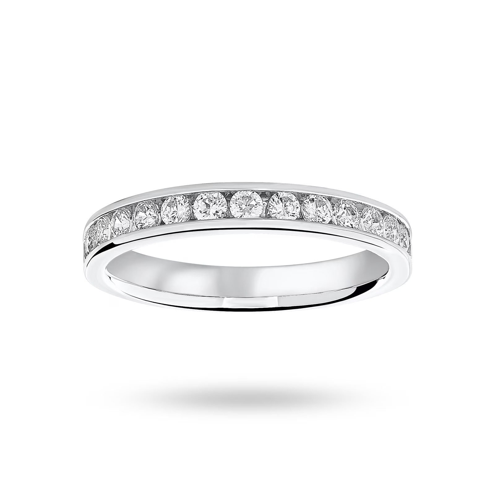 Platinum 0.50cttw Round Brilliant Cut Diamond Channel Set Half Eternity Ring - Ring Size F