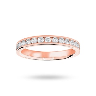 Mappin & Webb 18ct Rose Gold 0.50cttw Round Brilliant Cut Diamond Channel Set Half Eternity Ring