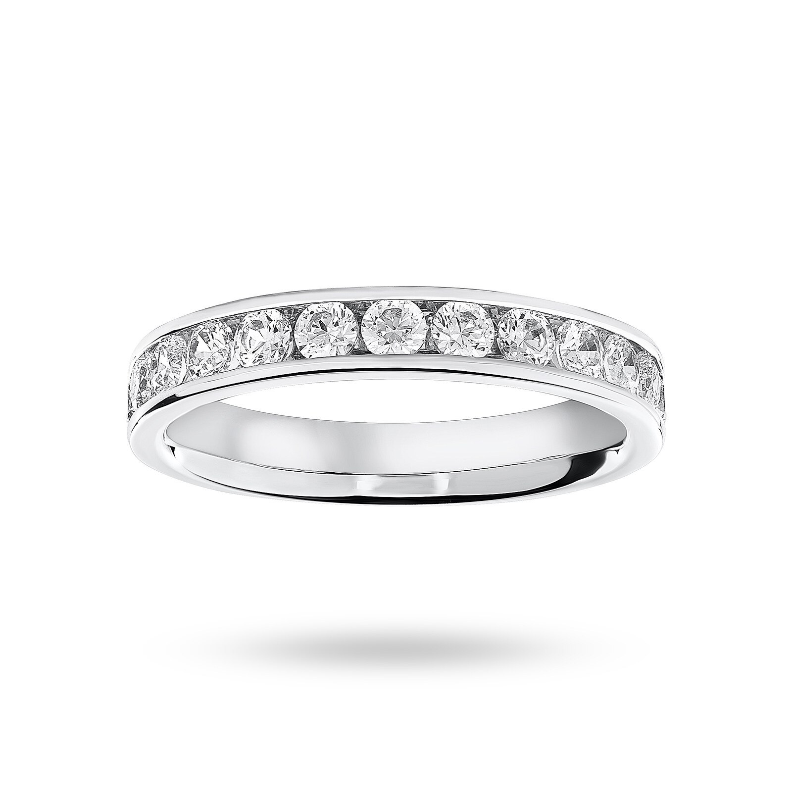Platinum 0.75cttw Round Brilliant Cut Diamond Channel Set Half Eternity Ring - Ring Size X