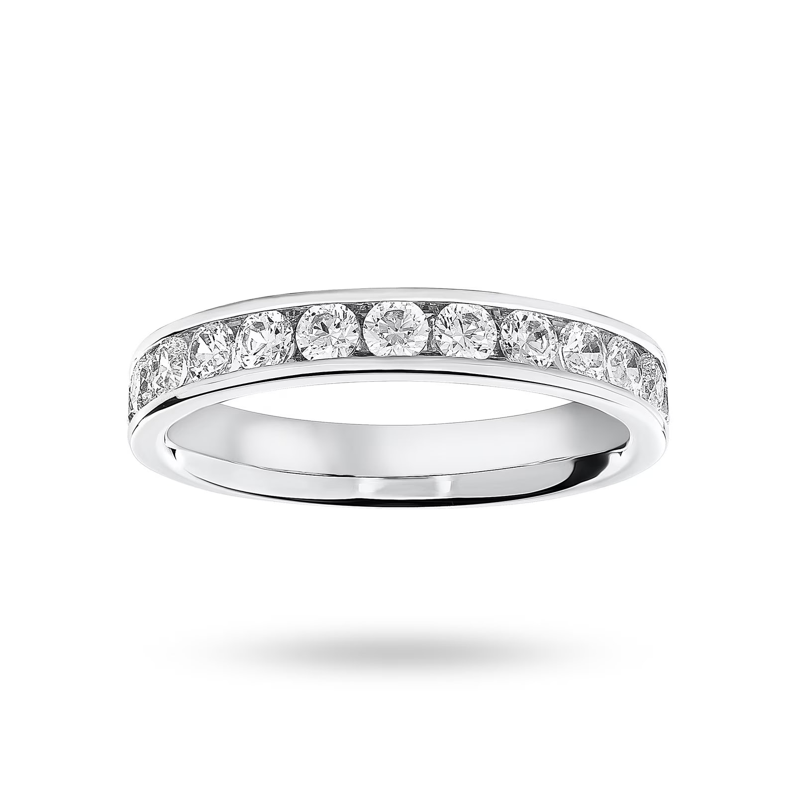 18ct White Gold 0.75cttw Round Brilliant Cut Diamond Channel Set Half Eternity Ring - Ring Size F