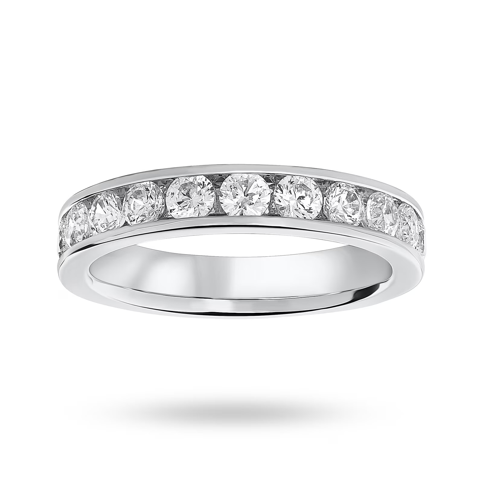 Platinum 1.00cttw Round Brilliant Cut Diamond Channel Set Half Eternity Ring - Ring Size F