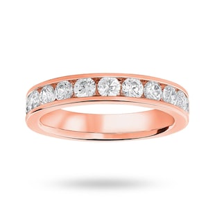 Mappin & Webb 18ct Rose Gold 1.00cttw Round Brilliant Cut Diamond Channel Set Half Eternity Ring