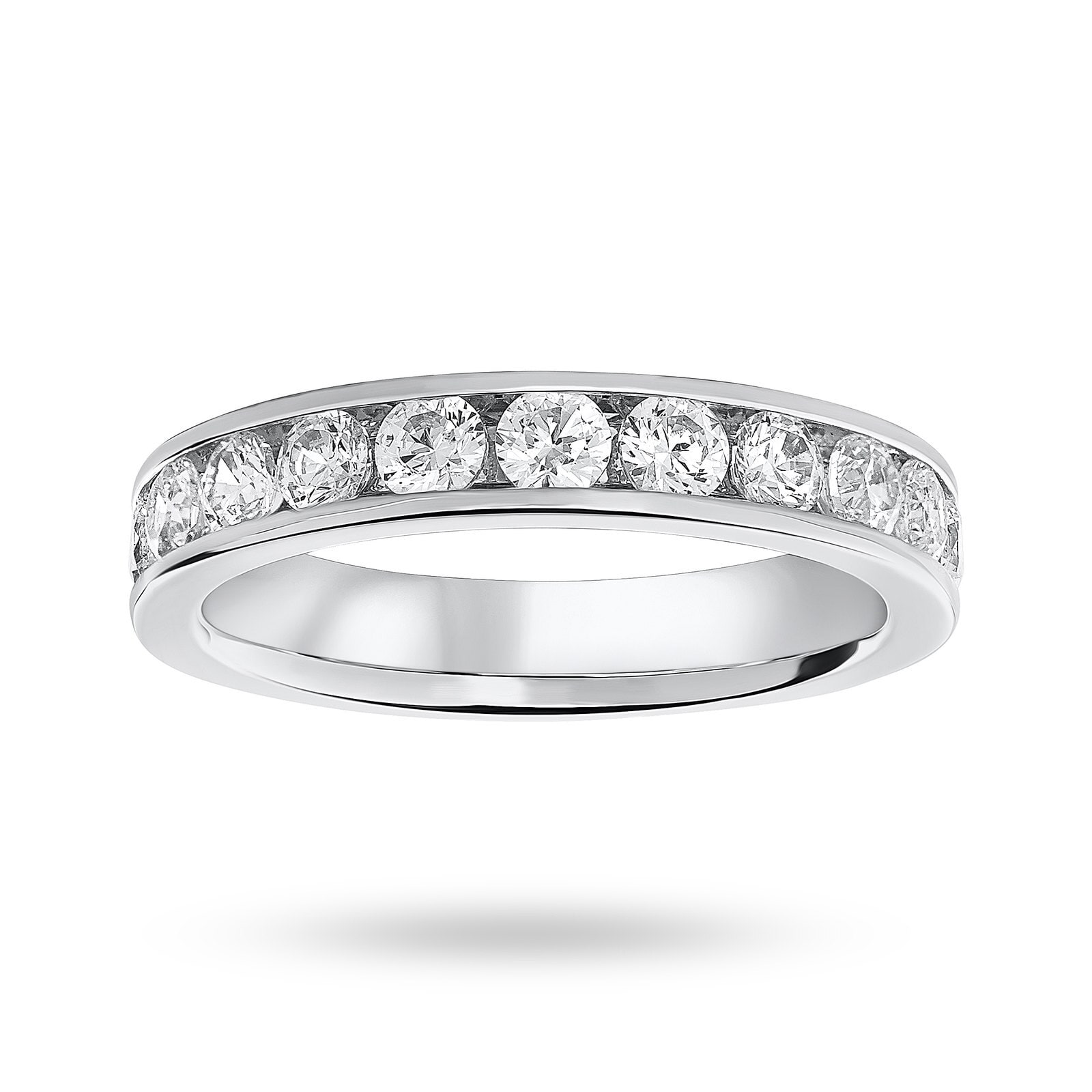18ct White Gold 1.00cttw Round Brilliant Cut Diamond Channel Set Half Eternity Ring - Ring Size P