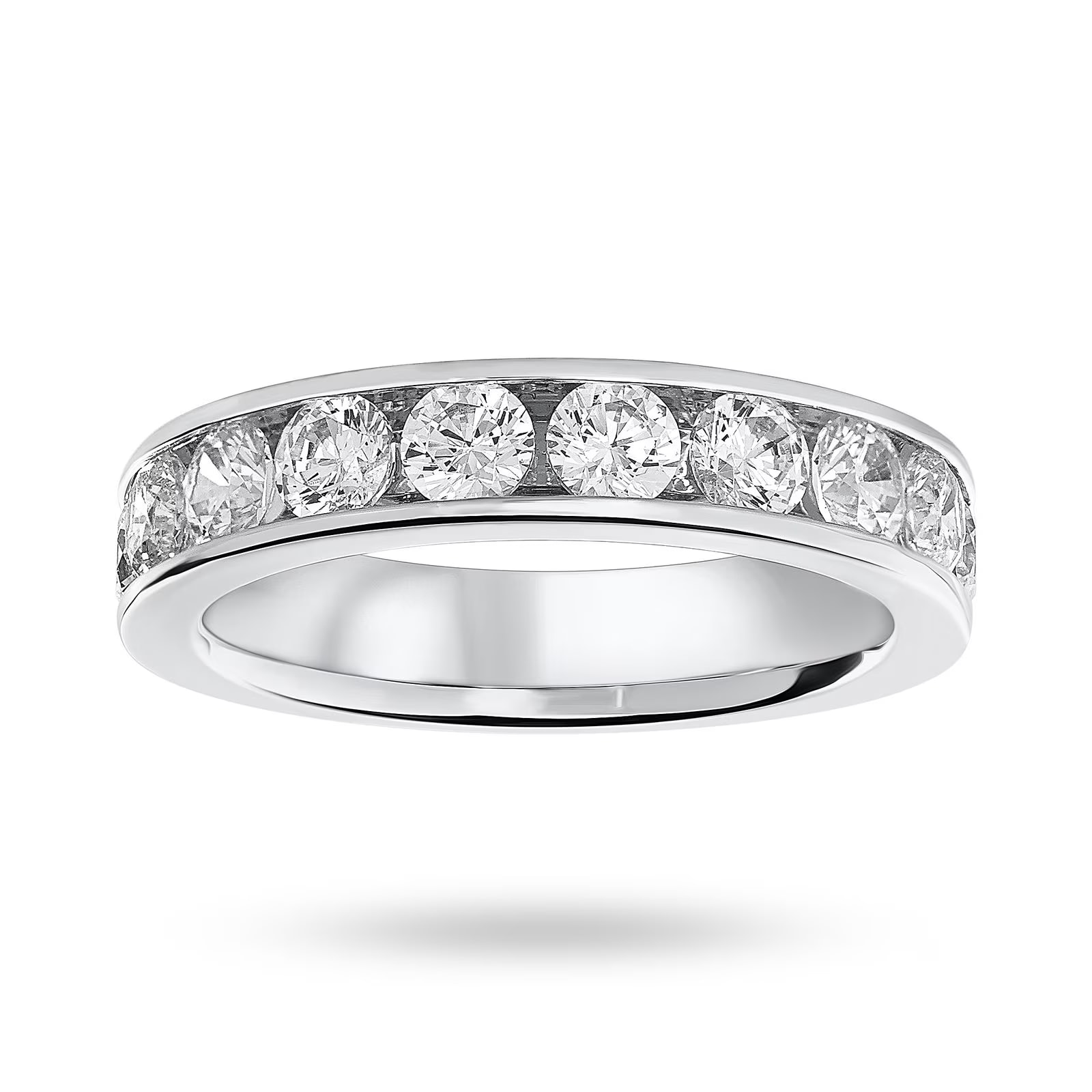 Platinum 1.50cttw Round Brilliant Cut Diamond Channel Set Half Eternity Ring - Ring Size K