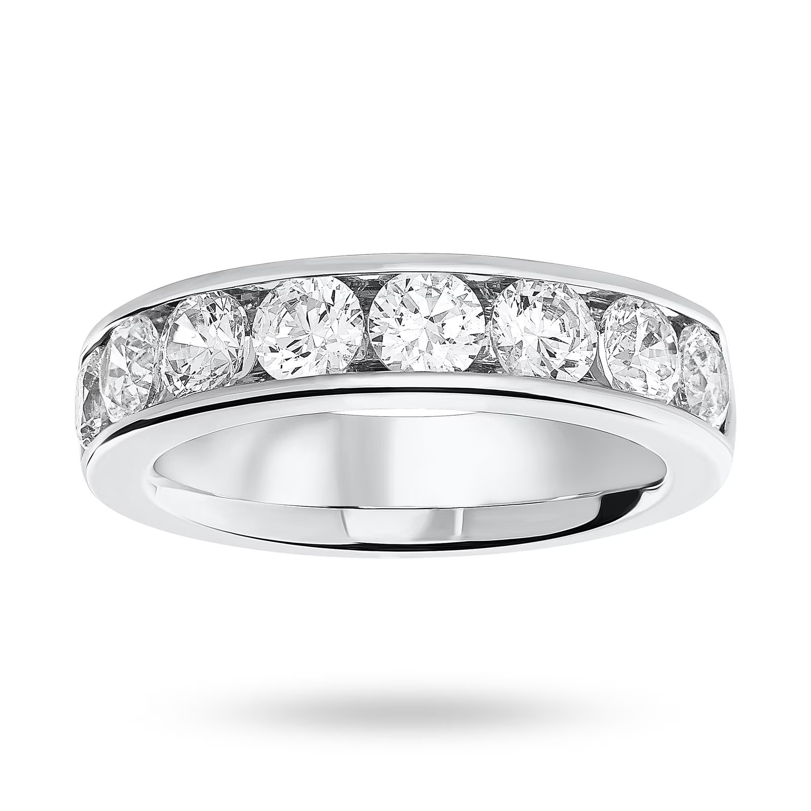 Platinum 1.85cttw Round Brilliant Cut Diamond Channel Set Half Eternity Ring - Ring Size U