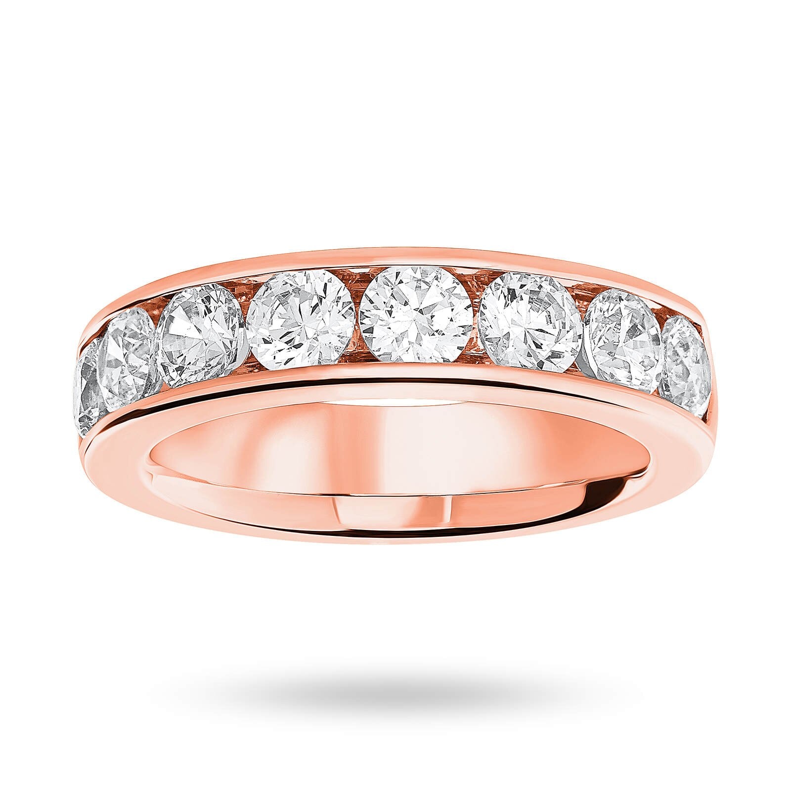 18ct Rose Gold 1.85cttw Round Brilliant Cut Diamond Channel Set Half Eternity Ring - Ring Size G