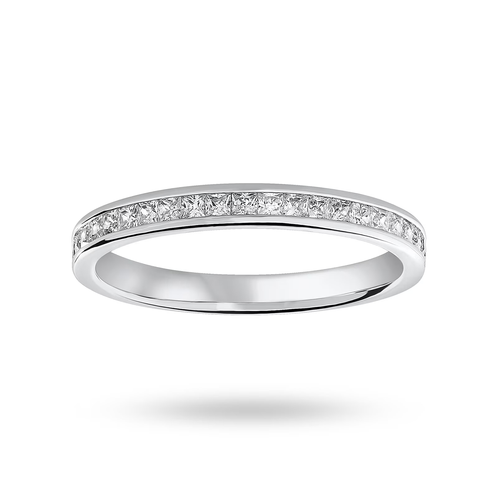 Platinum 0.33cttw Princess Cut Diamond Channel Set Half Eternity Ring - Ring Size N