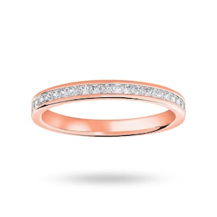 Mappin & Webb 18ct Rose Gold 0.33cttw Princess Cut Diamond Channel Set Half Eternity Ring