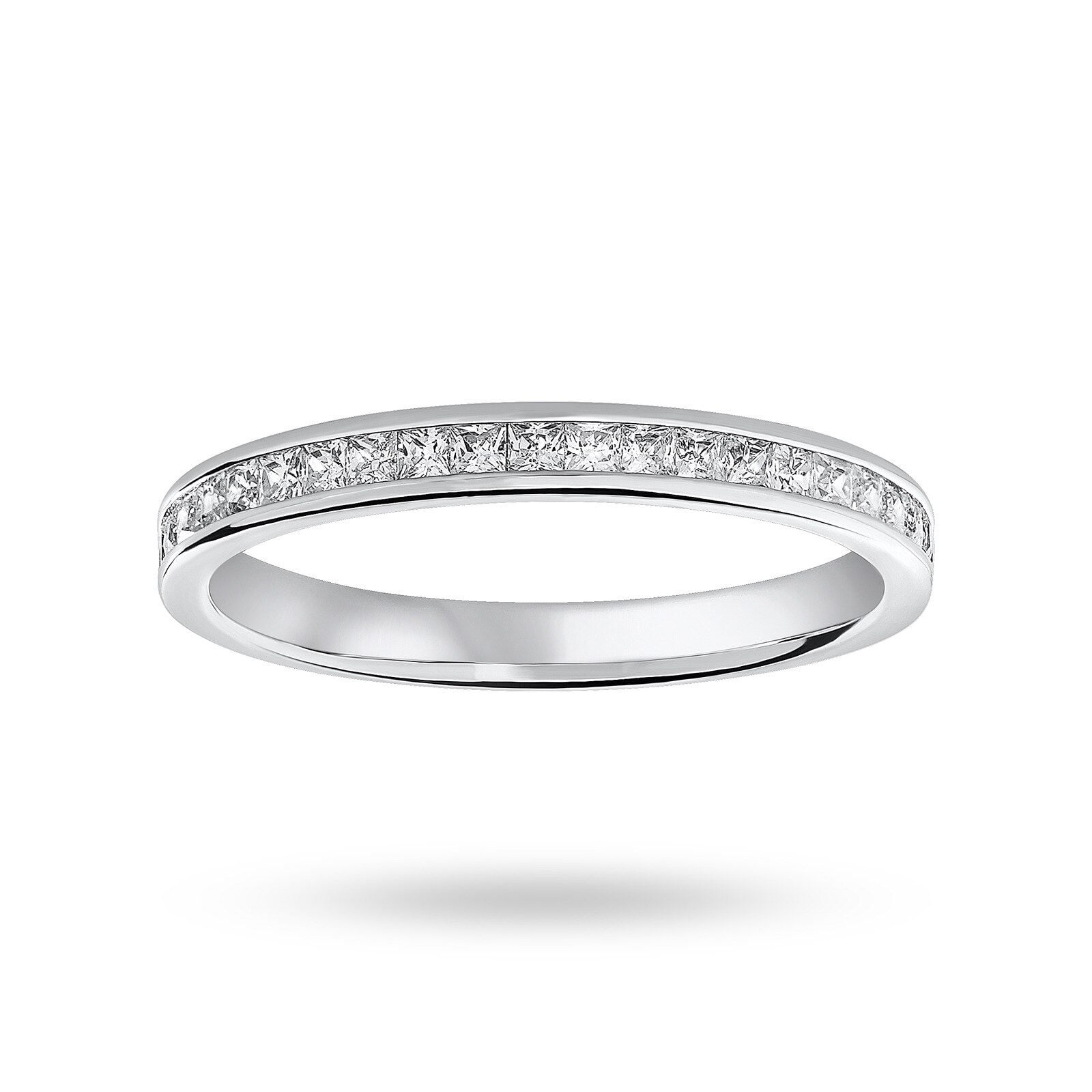 18ct White Gold 0.33cttw Princess Cut Diamond Channel Set Half Eternity Ring - Ring Size T