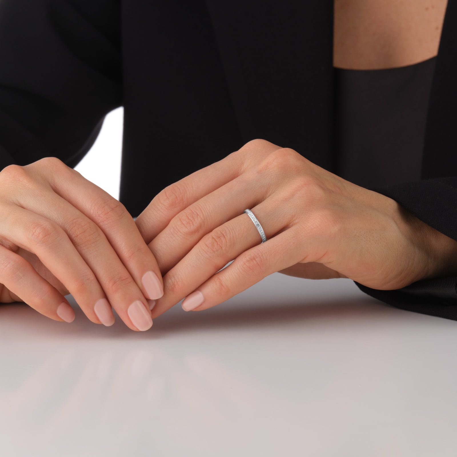 Mappin & Webb 18ct White Gold 0.33cttw Princess Cut Diamond Channel Set Half Eternity Ring