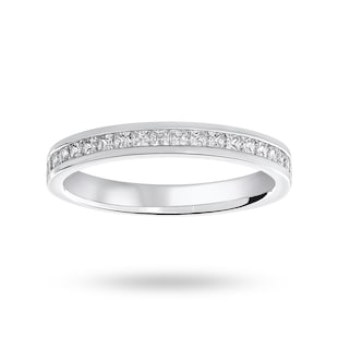 Mappin & Webb Platinum 0.50cttw Princess Cut Diamond Channel Set Half Eternity Ring