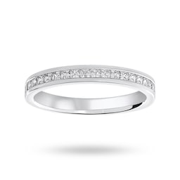 06507010 - Platinum 0.50cttw Princess Cut Diamond Channel Set Half Eternity Ring