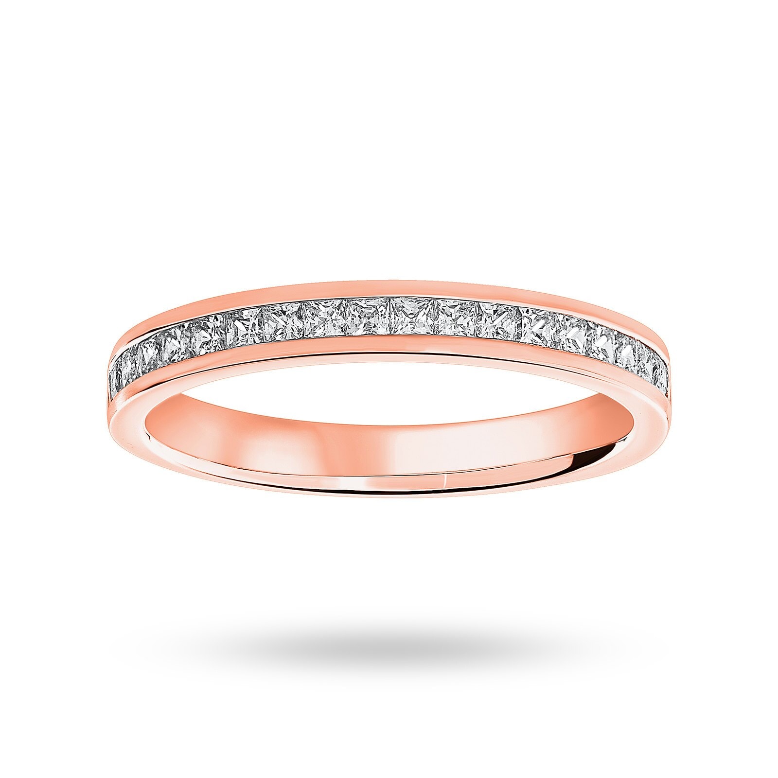 18ct Rose Gold 0.50cttw Princess Cut Diamond Channel Set Half Eternity Ring - Ring Size X