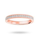 Mappin & Webb 18ct Rose Gold 0.50cttw Princess Cut Diamond Channel Set Half Eternity Ring - Ring Size H