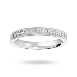 Mappin & Webb Platinum 0.75cttw Princess Cut Diamond Channel Set Half Eternity Ring