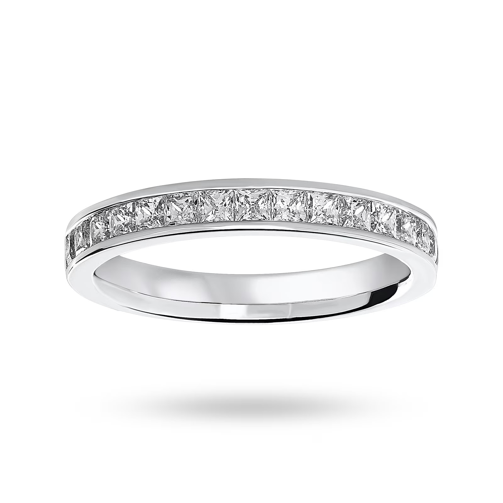 18ct White Gold 0.75cttw Princess Cut Diamond Channel Set Half Eternity Ring - Ring Size Y