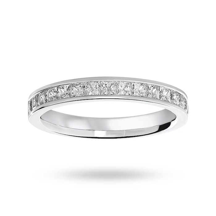 Mappin & Webb 18ct White Gold 0.75cttw Princess Cut Diamond Channel Set Half Eternity Ring