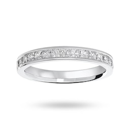 06507016 - 18ct White Gold 0.75cttw Princess Cut Diamond Channel Set Half Eternity Ring