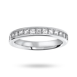 06507018 - Platinum 1.00cttw Princess Cut Diamond Channel Set Half Eternity Ring