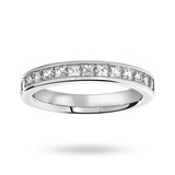Mappin & Webb 18ct White Gold 1.00cttw Princess Cut Diamond Channel Set Half Eternity Ring - Ring Size X